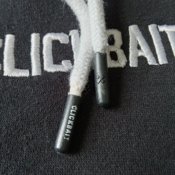 Clickbait Black Embroidered Drawstring Hooded Sweatshirt David Dobrik Size Large - Picture 10 of 12